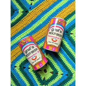 Set of 2 Vintage Grafs Root Beer Soda Cans (empty)